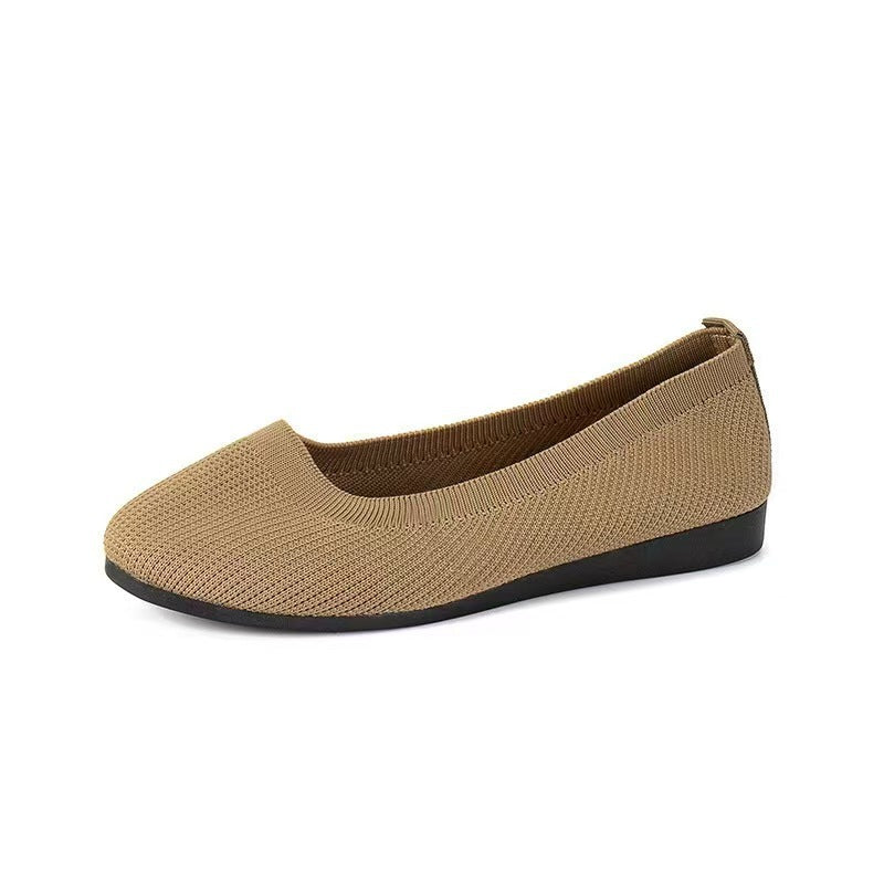 Women’s Knit Slip-On Flats Breathable Comfortable Ballet Flats Low Wedge Casual Shoes