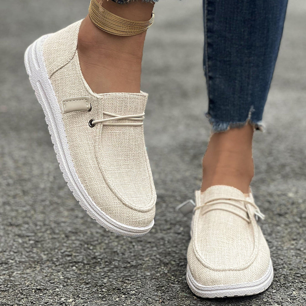 Women’s Casual Canvas Slip-On Loafers Platform Comfort Shoes