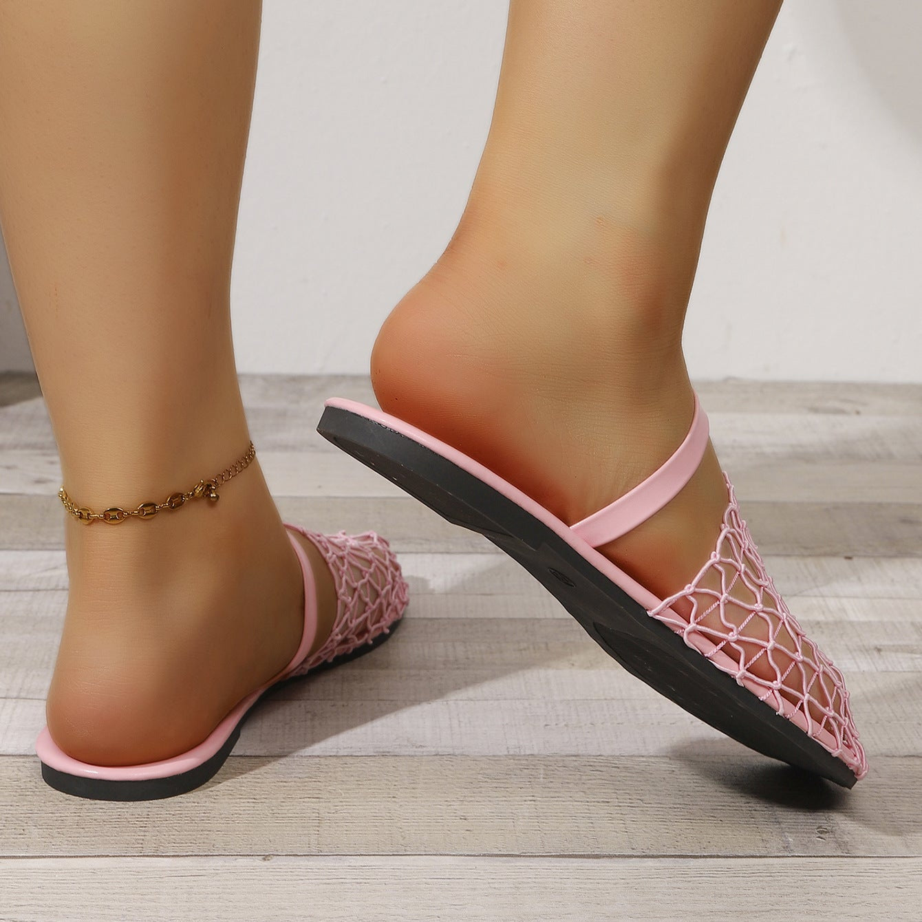 Women's Breathable Mesh Slingback Flat Sandals – Hollow Out Woven Comfort Slip-On Shoes