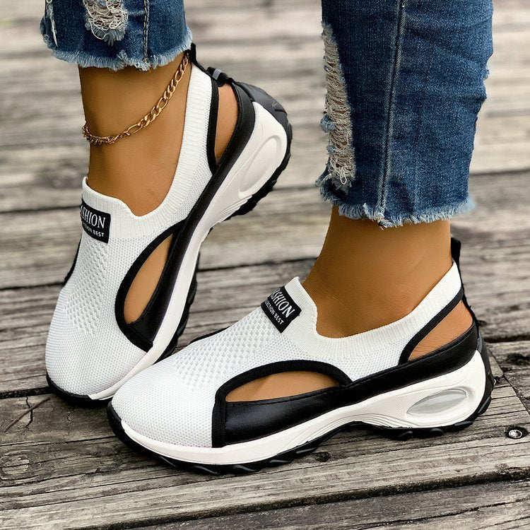 Women's Breathable Mesh Slip-On Sneakers Chunky Platform Casual Shoes