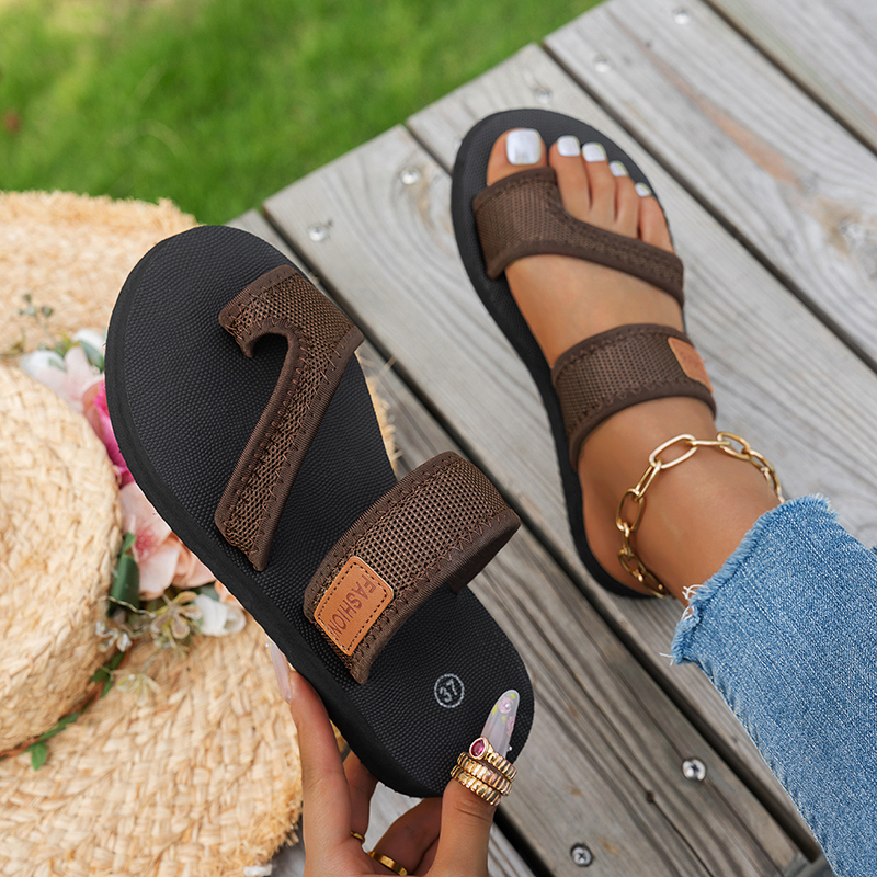 Women's Mesh Toe Loop Slide Sandals Flat Open Toe Comfortable Sandals