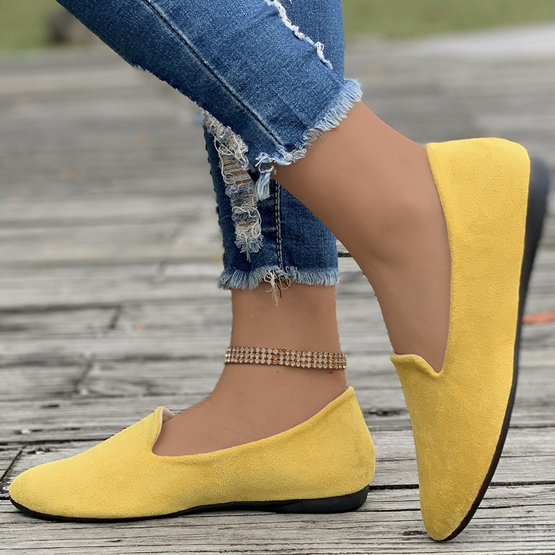 Women's Suede Slip-On Casual Flats – Pointed-Toe Walking Shoes