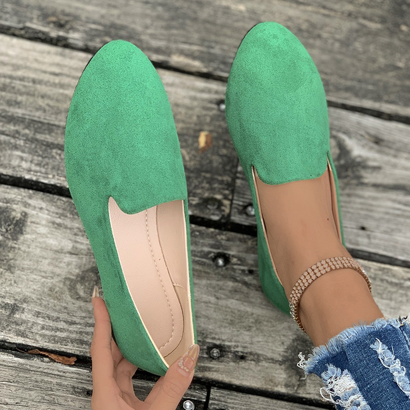 Women's Suede Slip-On Casual Flats – Pointed-Toe Walking Shoes