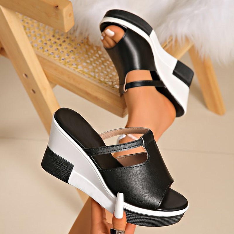 Women's Cutout Single-Strap Platform Wedge Sandals