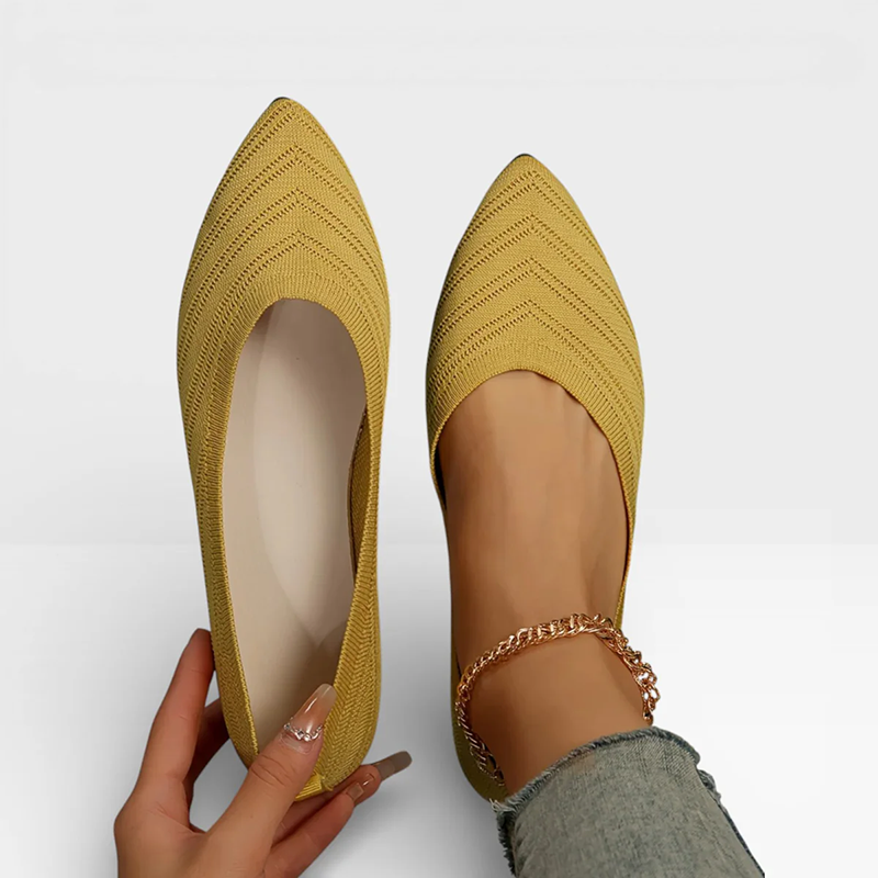 Breathable Knit Pointed Toe Flat Shoes Comfort Slip On Walking Flats for Women