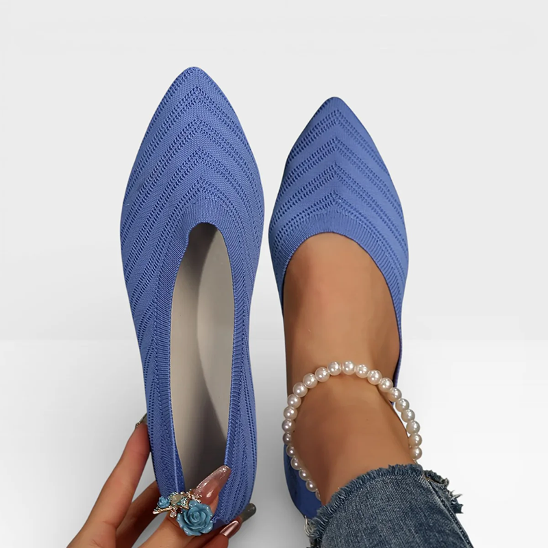 Breathable Knit Pointed Toe Flat Shoes Comfort Slip On Walking Flats for Women