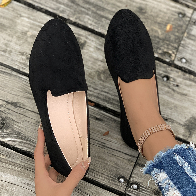 Women's Suede Slip-On Casual Flats – Pointed-Toe Walking Shoes
